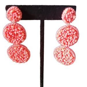 Coral color bead Drop earrings..worn one..Neiman Marcus